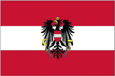 Austria Flag with Eagle and a coat of arms in the center